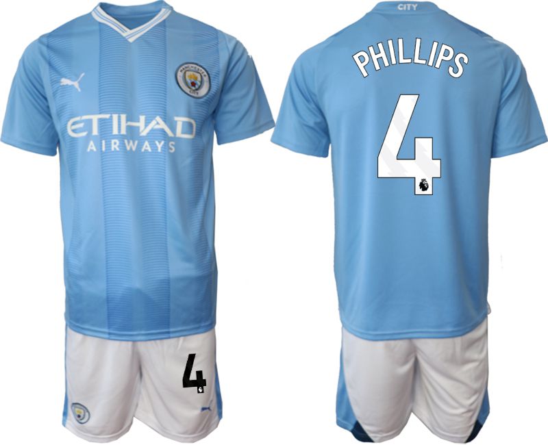 Men 2023-2024 Club Manchester City home Light blue #4 Soccer Jersey